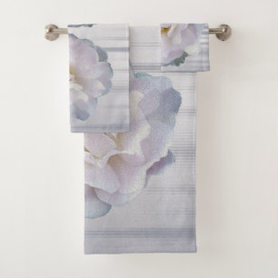 Pink gray rose bath towel set