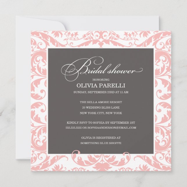 PINK & GRAY SHOWER | BRIDAL SHOWER INVITE (Front)