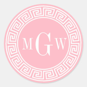 Pink Greek Key Monogram Envelope Seal