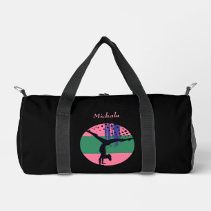 Pink Green Abstract Art Gymnast Duffle Bag