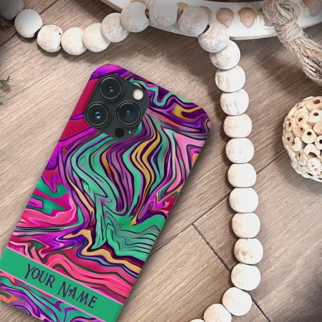 Pink Green Abstract Customised Modern Case-Mate iPhone Case (Creator Uploaded)