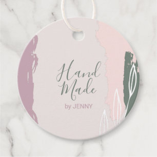 Pink, Green   Abstract Handmade, Craft Package Tag