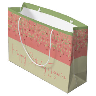Pink Green And Beige Large Gift Bag
