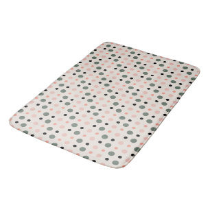 pink green and black dots bath mat