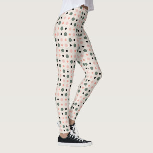 pink green and black dots leggings