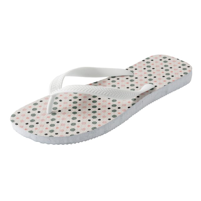pink green and black dots thongs (Angled)