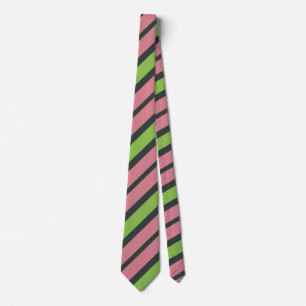 Pink ,green and black striped tie