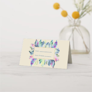 Pink Green and Blue Crystals Place Name Card