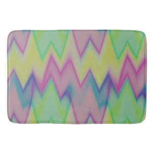 pink green and blue zigzags bath mat