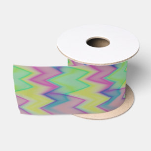 pink green and blue zigzags  satin ribbon