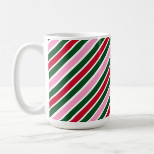  Pink Green and Red Christmas Candy Cane Stripes  Coffee Mug