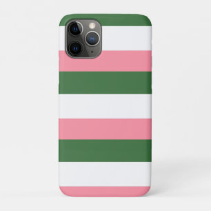 Pink, Green and White Stripes iPhone 11 Pro Case