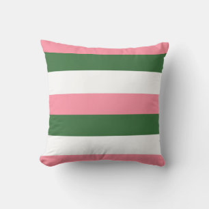 Pink, Green and White Stripes Cushion