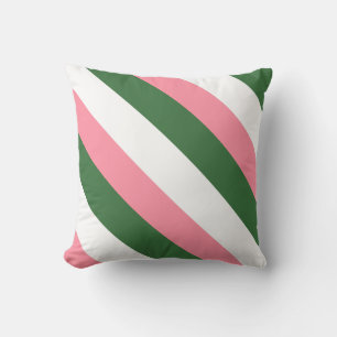 Pink, Green and White Stripes Cushion