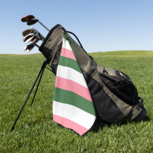 Pink, Green and White Stripes  Golf Towel