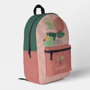 Pink, Green and Yellow Jungle Tropical Abstract Printed Backpack