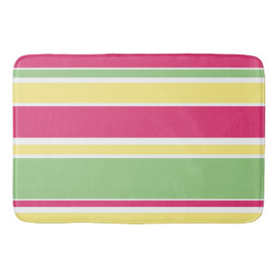 Pink, green and yellow stripes bath mat