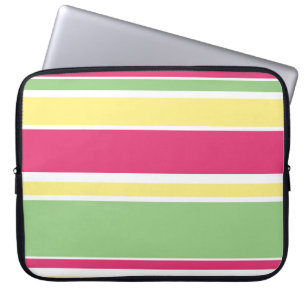 Pink, green and yellow stripes laptop sleeve