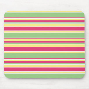 Pink, green and yellow stripes mouse pad