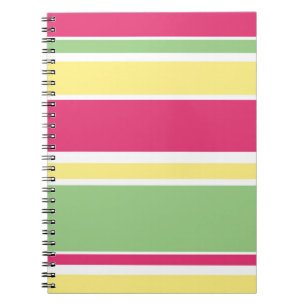 Pink, green and yellow stripes notebook
