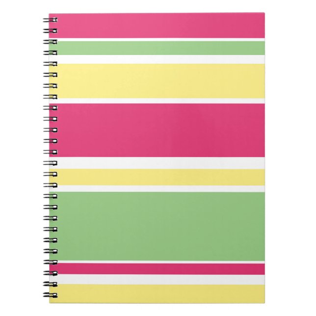 Pink, green and yellow stripes notebook (Front)