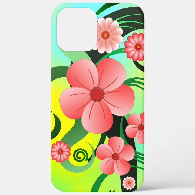 Pink Green and Yellow Tropical Hibiscus Floral Case-Mate iPhone Case (Back)