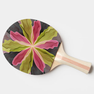 Pink Green Anthracite Fantasy Flower Fractal Art Ping Pong Paddle