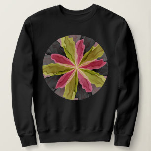 Pink Green Anthracite Fantasy Flower Fractal Art Sweatshirt