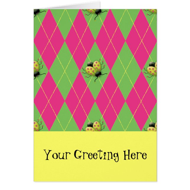 Pink & Green Argyle Ladybug (Front)