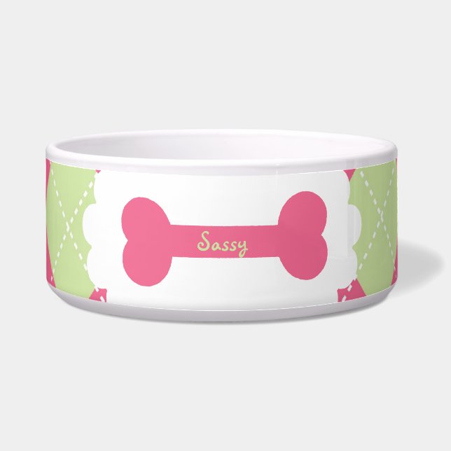 Pink & Green Argyle Personalised (Front)