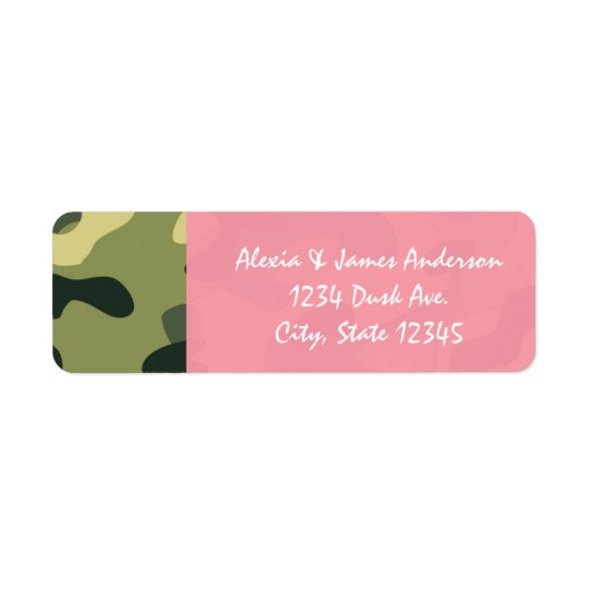 Pink & Green Army Camouflage Camo Address Labels