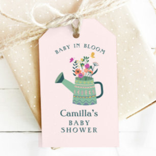 Pink Green Baby in Bloom Baby Shower Gift Tags