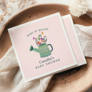 Pink Green Baby in Bloom Baby Shower Paper Napkin