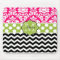 Pink Green Black Dots Damask Personalised Mousepad