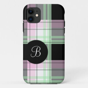 Pink Green Black Plaid Monogram iPhone 5 Case