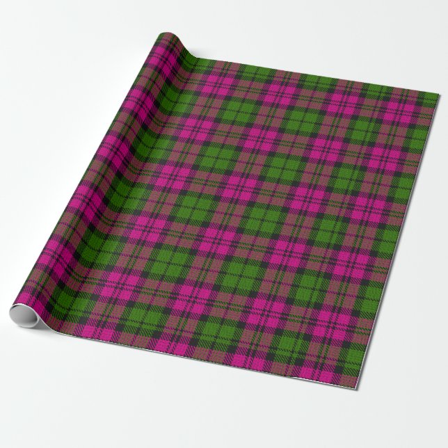 Pink Green Blackwatch Campbell Tartan Plaid Wrapping Paper (Unrolled)