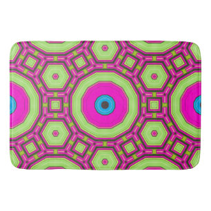 Pink Green Blue Abstract Bath Mat