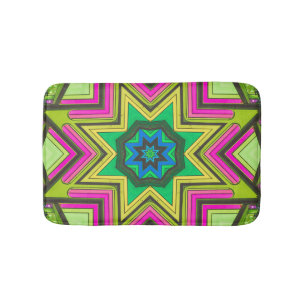 Pink Green Blue Abstract Bath Mat