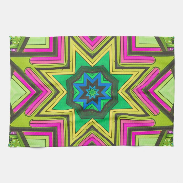 Pink Green Blue Abstract Tea Towel (Horizontal)