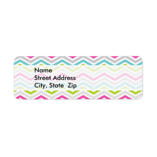 Pink, Green, Blue and White Chevron Stripes Return Address Label