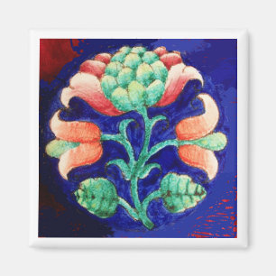 PINK GREEN BLUE FLORAL MAGNET