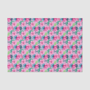 Pink Green Blue Flowers Floral Bright Tropical  Tissue Paper