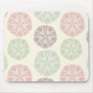 Pink green blue pastel colour mandala pattern mouse pad