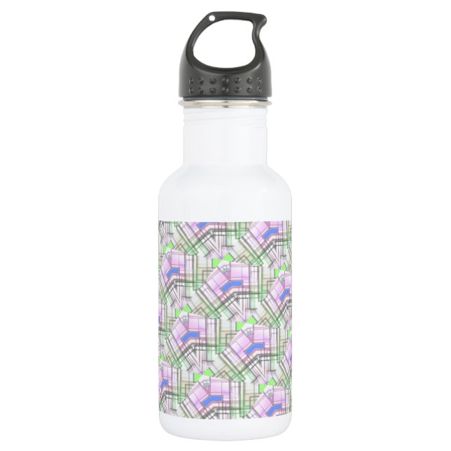 pink green blue  pattern pastel colour 532 ml water bottle (Front)