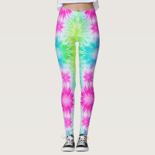 Pink Green Blue Tie Dye Leggings