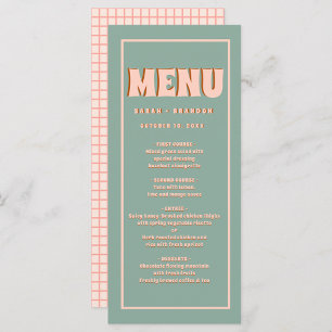 Pink Green Bold Groovy Typography Wedding Menu
