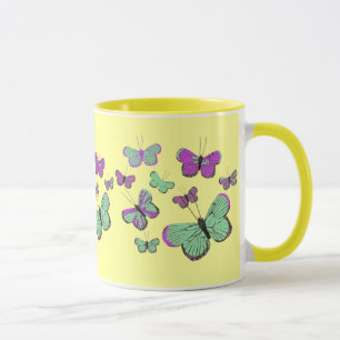Pink & Green butterflies Mug