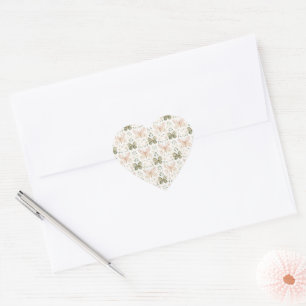 Pink Green Butterflies Wedding   Heart Sticker