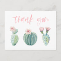 Pink Green Cactus Thank You Card for Bachelorette