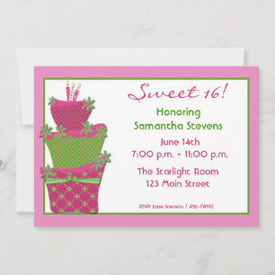 Pink Green Cake Invitation